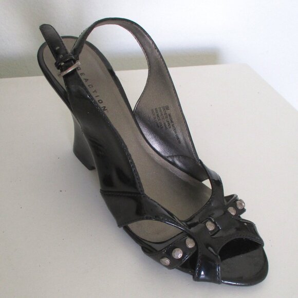Kenneth Cole Reaction "Imagine Nation" Womens Black Slingback 3.5" Wedge - 8M - Picture 1 of 1